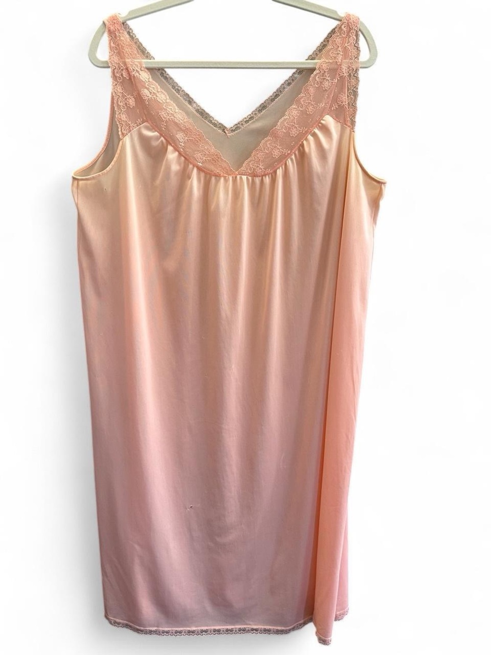 Vintage 1970s Baby Pink Vanity Fair Sleeveless Night Slip Dress Size Medium